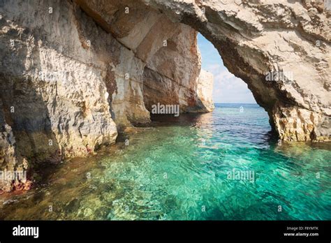 Greece Zakynthos Island Ionian Sea Blue Caves Stock Photo Alamy
