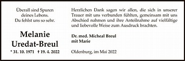 Traueranzeigen von Melanie Uredat-Breul | Trauer.HNA.de