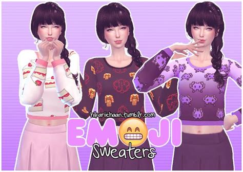 Hikariichaan Simblr ♥☺️ Emoji Sweaters By Hikariichaan Sims 4 Updates