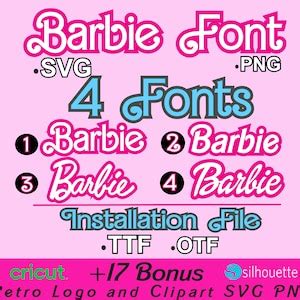 Barbi Fonts Letters Svg Png All Trendy Fonts Ttf Otf Etsy