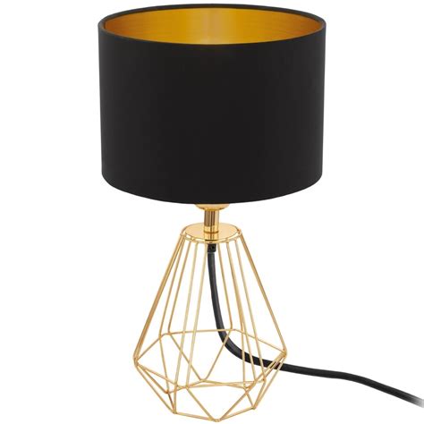 Eglo Lighting Carlton 2 Geometric Design Table Lamp In Brass With Black