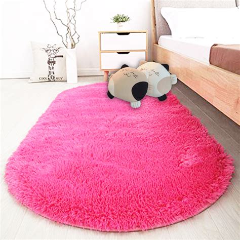 Fluffy Faux Heart Shaped Area Rug Fluffy Room Carpet Pink And White 2