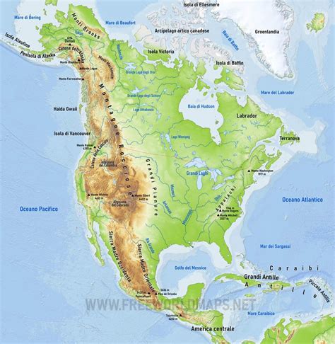 Mappa Del Nord America