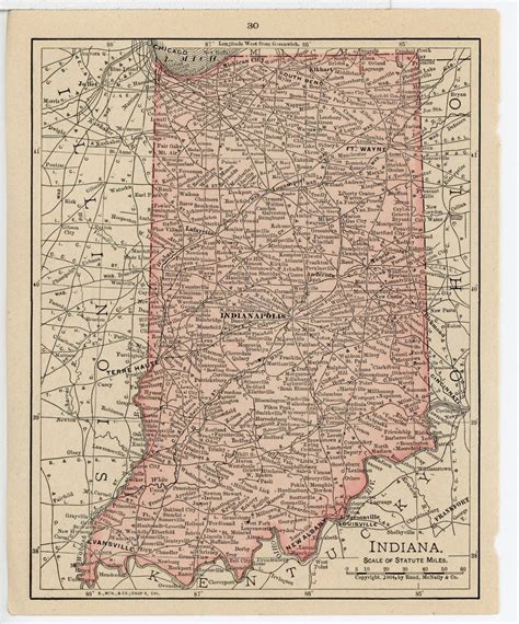 1911 Concise Atlas Vintage Map Pages Indiana On One Side Ohio On The