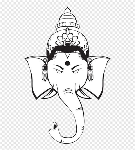 Symbol Bóstwa Hinduizmu Ganesha Czarno Białe Linie Jak Ilustracje Z