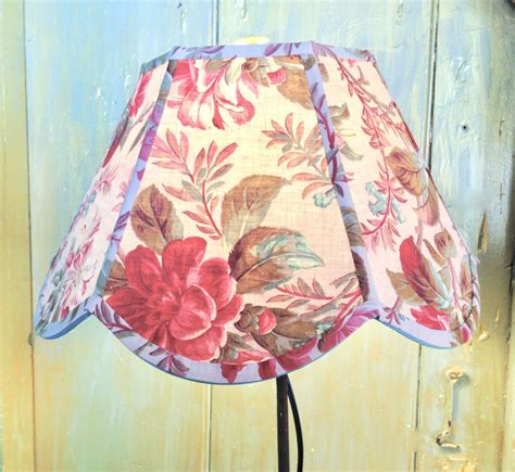Scallop Lampshade French Floral Lamp Shade 7t X 14b X 9h Rosy Red