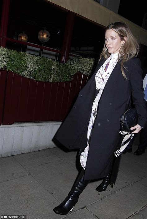 Ellie Goulding Looks Effortlessly Chic In A White Patterned Dress At Swanky Private Members Club