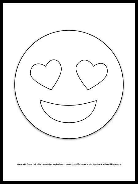 Emoji Coloring Page Heart Eyes Free Printable The Art Kit