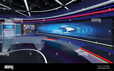 Virtual Tv Studio News Set Green Screen Background 3d Rendering