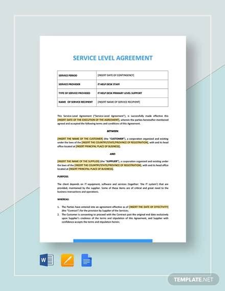 Free 21 Sample Service Level Agreement Templates In Pdf Ms Word