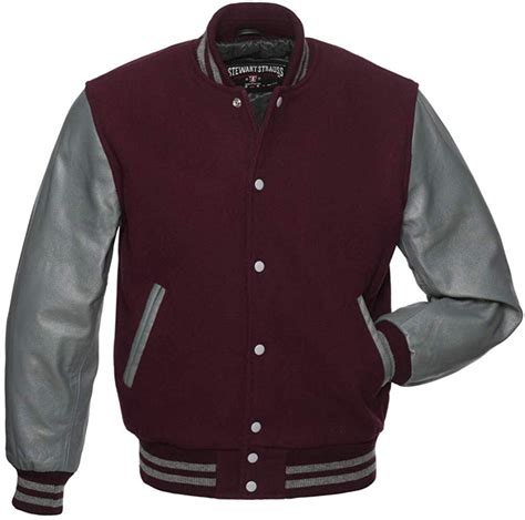 C138 L Varsity Letterman Jacket Red Wool And Grey Leather At Amazon Mens