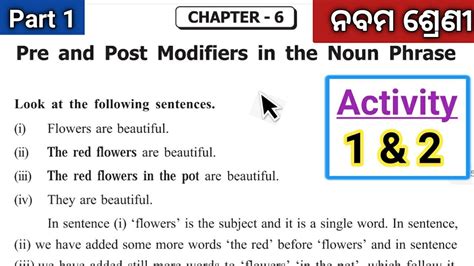 Pre And Post Modifiers In The Noun Phrase Class 9 English Grammar Youtube