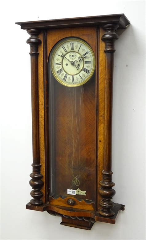 19th Century Walnut Cased Vienna Style Wall Clock Twintrain Movement