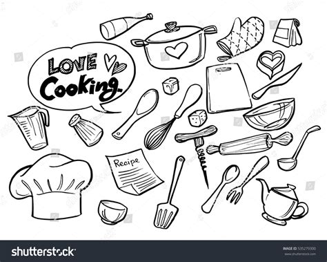 Love Cooking Conceptposter Hand Drawn Kitchen Stock Vector 535279300 Shutterstock