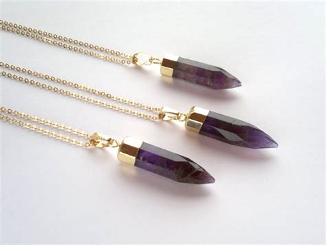 Amethyst Point Necklace Amethyst Pendant Quartz Amethyst Jewelry Purple