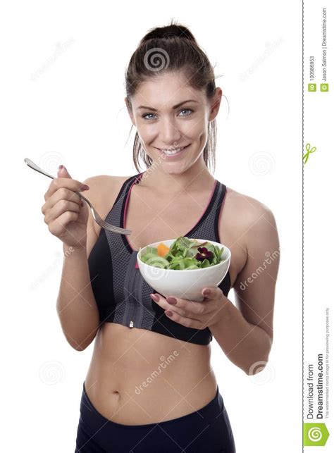 Eating Healthy And Staying Fit Stock Image Image Of Salad Woman