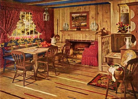 A Rustic Country Interior Of The 1950s Early American Decorating