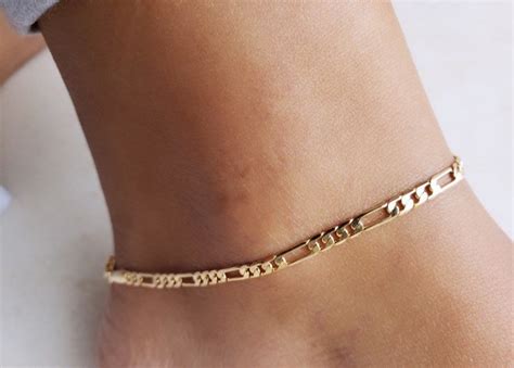 18k Gold Filled Figaro Anklet Figaro Chain Anklet Figaro Etsy Ankle