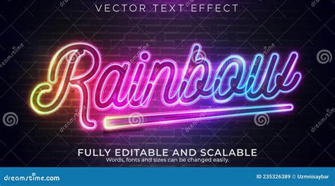 Neon Light Text Effect Editable Retro And Glowing Text Style Stock