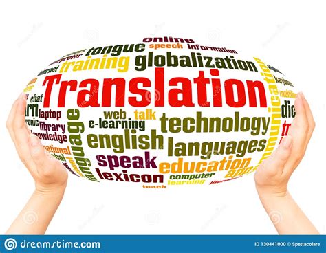 Translation Word Cloud Hand Sphere Concept Stock Illustration