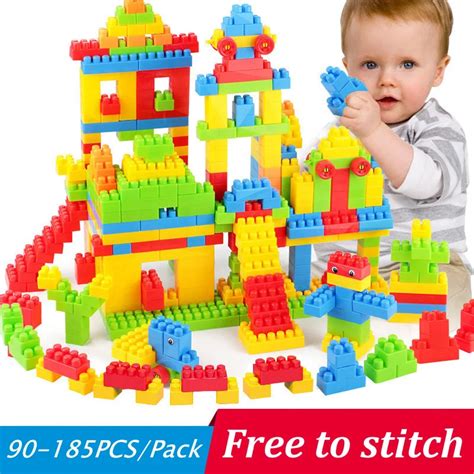 90 185cs Colorful Square Plastic Kids Building Bricks Blocks Children
