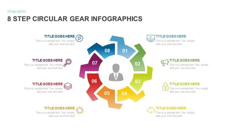 8 Step Circular Gear Diagram Infographic Template For Powerpoint