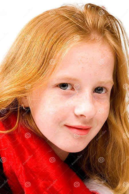 Portrait Of Red Head Girl With Red Shawl Stock Image Image Of