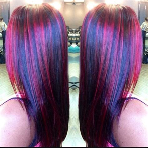 Red And Purple Streaks Hair Styles Hair Purple Hair