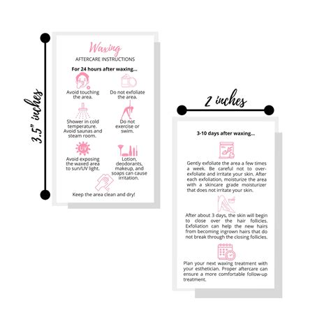Waxing Aftercare Instruction Card Physical Printed 2 X 35 Etsy