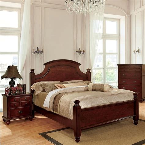 Buy Furniture Of America Cm Ek Pc Gabrielle King Bedroom Set Pcs In Cherry Wood Wood