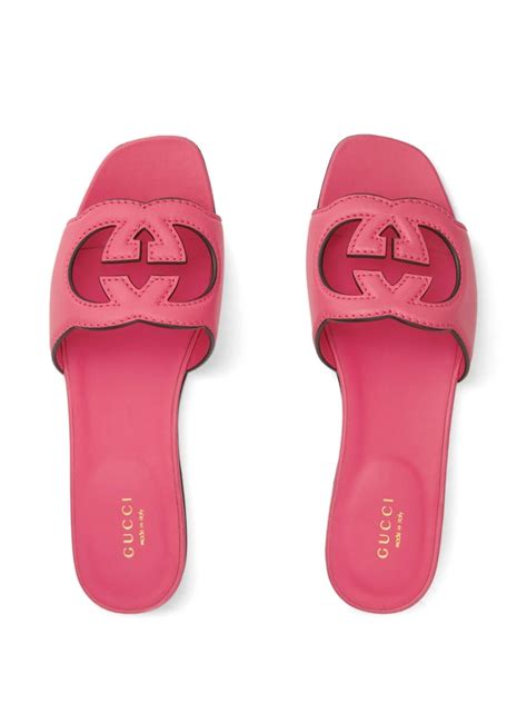 Gucci 10mm Interlocking G Cut Out Slide Sandal In Pink Modesens