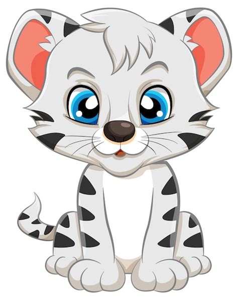Adorable bebé tigre blanco personaje de dibujos animados Vector Gratis