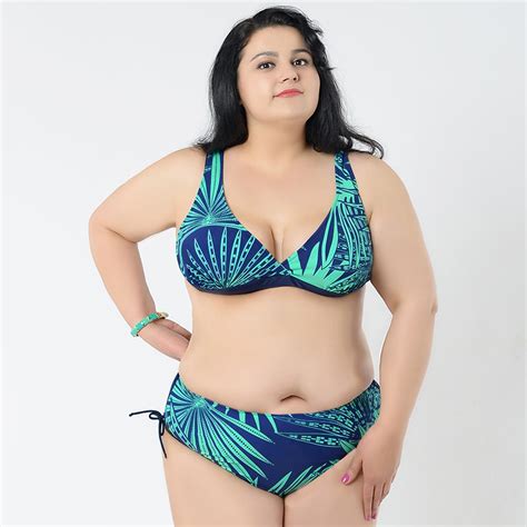 2015 Fat Bikini Sets Print Halter Bikini Swimsuit Set Women Padded