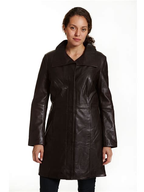 Excelled Womens Lambskin Leather Pencil Coat