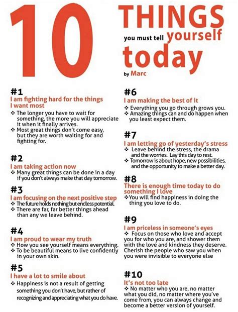 10 Things To Tell Yourself Every Day Quotesmotivation