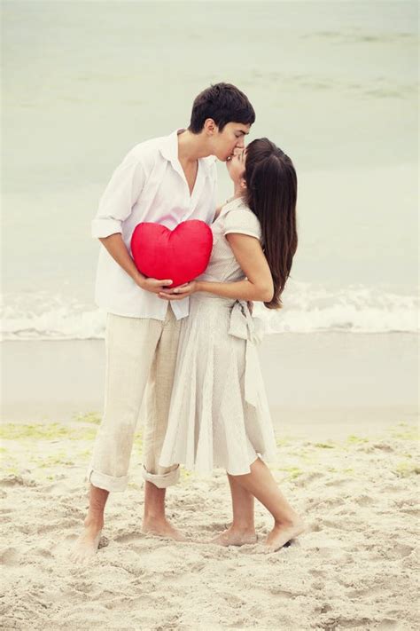 Couple Kissing At The Beach Stock Photo Image Of Female Beach