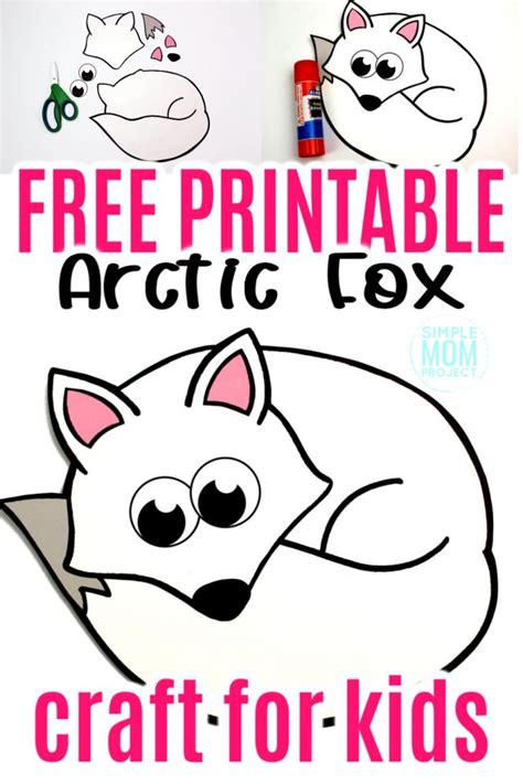 Easy Cut And Paste Arctic Fox Craft For Kids Simple Mom Project