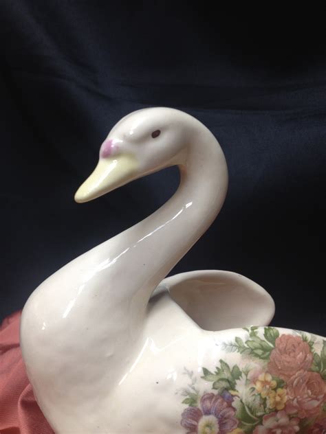 Vintage Ceramic Swan Planter With Transfer And Hand Painted Etsy