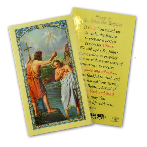 St John Baptist Laminated Holy Card St Patricks Guild