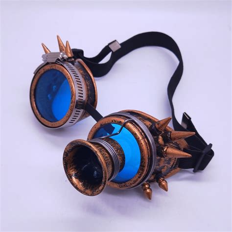 steampunk magnifier copper rivet and spiked goggles becs costume box
