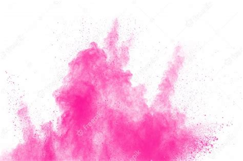 Abstract Pink Dust Explosion On White Background Premium Photo