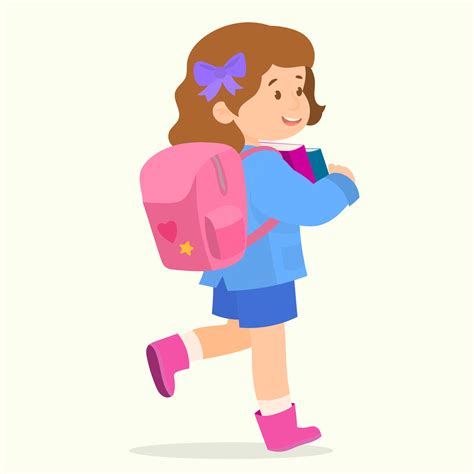 Petite Fille Avec Sac à Dos Retour à Lécole 2565418 Art Vectoriel Chez