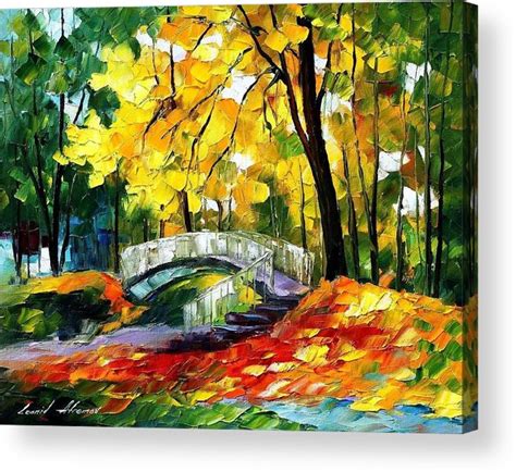 Fall Bridge 2 Palette Knife Oil Painting On Canvas By Leonid Afremov