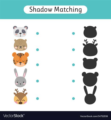 Shadow Matching Game For Kids Worksheets Vector Image