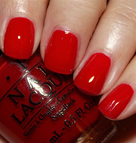 probably the most perfect red ever this is vampy varnish s swatch opi red hot rio rz and