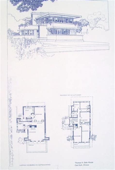 Frank Lloyd Wright Falling Water House Upper Floors Blueprint Falling