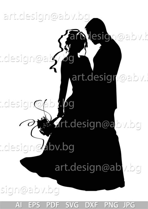 Vector Newlyweds Just Married Silhouette Ai Eps Pdf Png Etsy