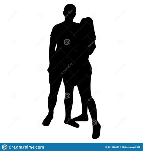 A Silhouette Of A Heterosexual Couple Holding Hands Cartoon Illustration