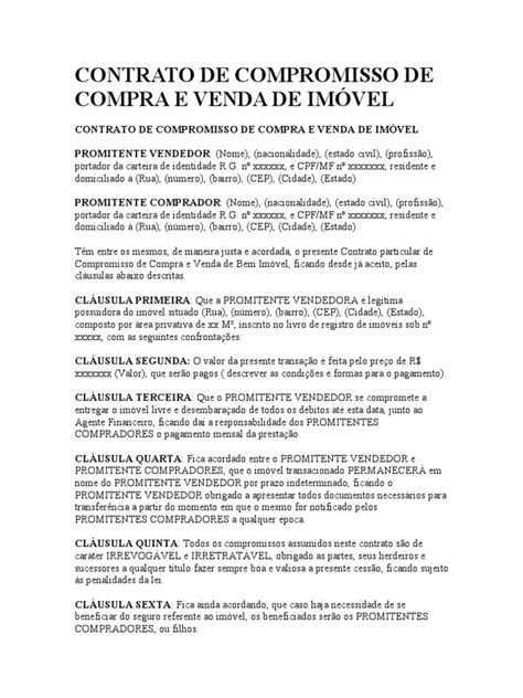 Contrato De Compromisso De Compra E Venda Law Of Obligations Government