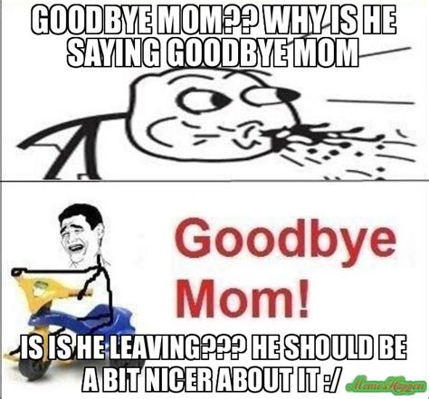 Goodbye Mom Why Is He Saying Goodbye Mom Meme Memeshappen